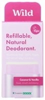 Wild Natural Refillable Deodorant Case and Refill - Purple Case with Coconut & Vanilla Refill