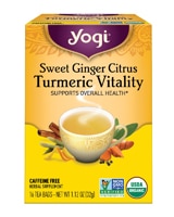 Yogi Non-GMO Caffeine Free Organic Turmeric Vitality Tea Sweet Ginger Citrus