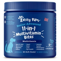 Zesty Paws Senior Advanced 11-in-1 Multivitamin Glucosamine Supplement for Dogs Beef