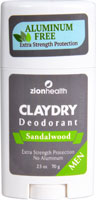 Zion Health Claydry Aluminum Free Deodorant Sandalwood Men
