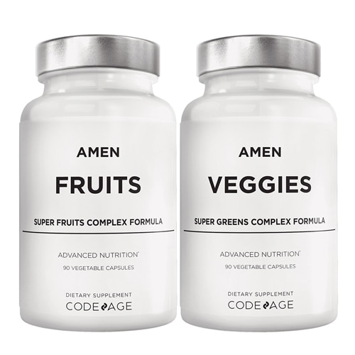AMEN Fruits + Veggies Super Daily Complex Formula Bundle -- 180 Vegetable Capsules