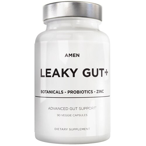 AMEN Leaky Gut + Zinc L-Glutamine Probiotics and Prebiotics Supplement -- 90 Vegetable Capsules