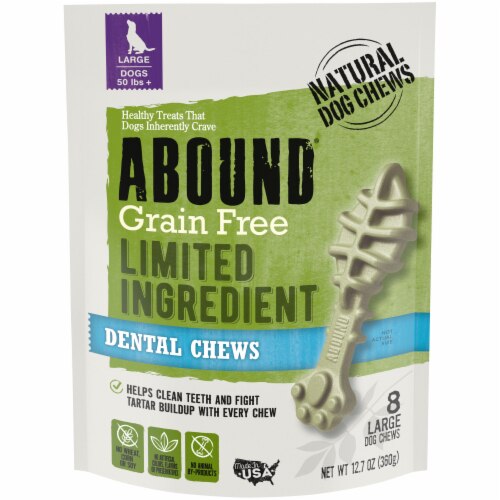 Abound Dental Chews Grain Free for Large Dogs 50 Lbs 8 Dog