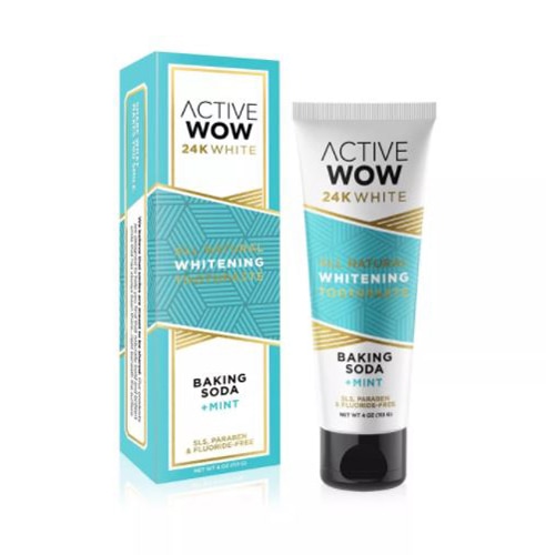 Active Wow 24K White Baking Soda Whitening Mint Toothpaste -- 4 oz