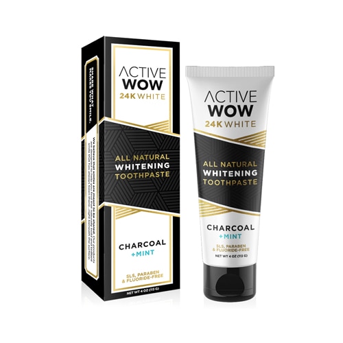 Active Wow 24K White Charcoal Whitening Mint Toothpaste -- 4 oz