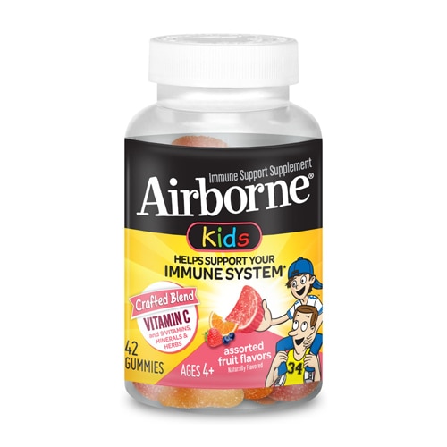 Airborne Kids Immune Support Vitamin C + 9 Vitamins Minerals & Herbs Assorted Fruit