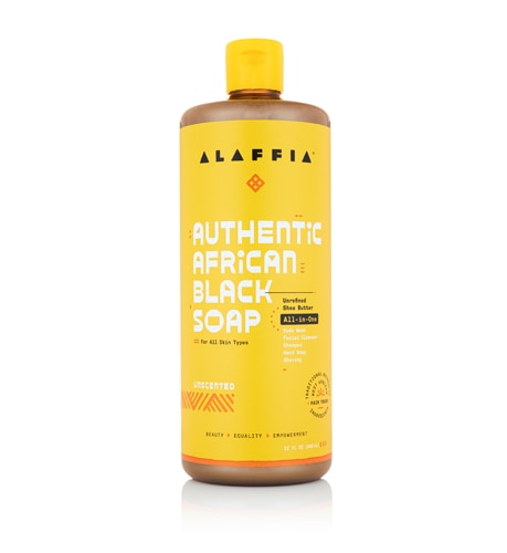 Alaffia Authentic African Black Soap Unscented -- 32 fl oz