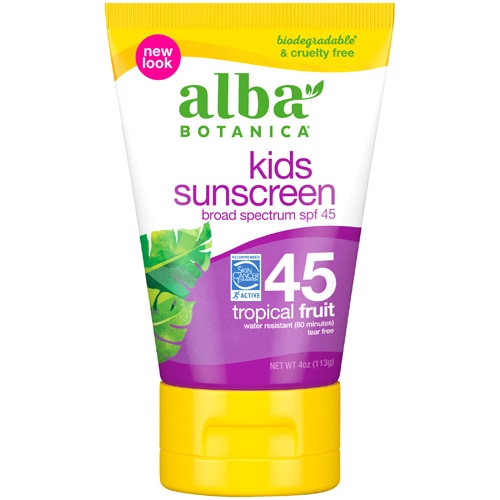 Alba Kids Sunscreen SPF 45 Tropical Fruit -- 4 fl oz