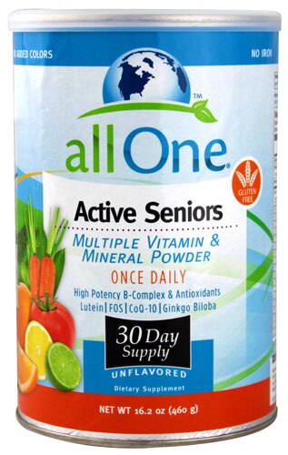 All One Nutritech Active Seniors Multiple Vitamin and Mineral Powder -- 15.9 oz