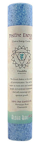 Aloha Bay Chakra Pillar Candle Positive Energy Blue -- 1 Candle