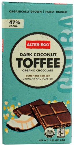 Alter Eco Organic Dark Chocolate 47% Cocoa Coconut Toffee