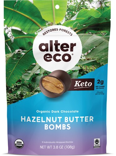 Alter Eco Organic Dark Chocolate Bombs Hazelnut Butter