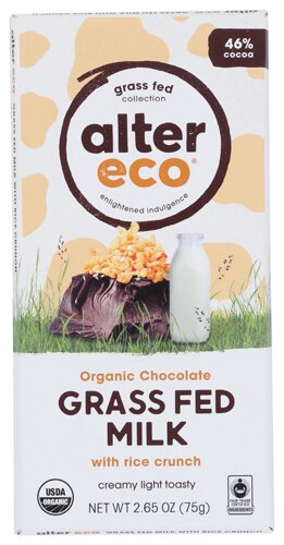Alter Eco Organic Grass Fed Milk Chocolate Rice Crisp -- 2.65 oz