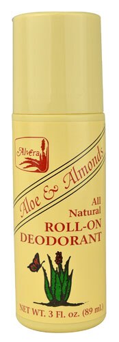 Alvera All Natural Roll-On Deodorant Aloe and Almonds -- 3 oz
