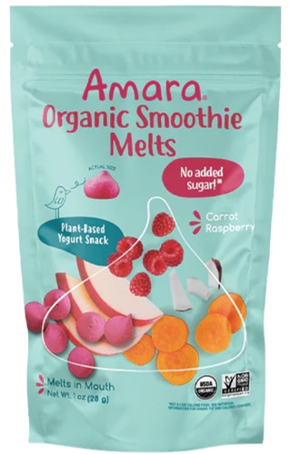 Amara Organic Smoothie Melts Kids Yogurt Snack Carrot Raspberry