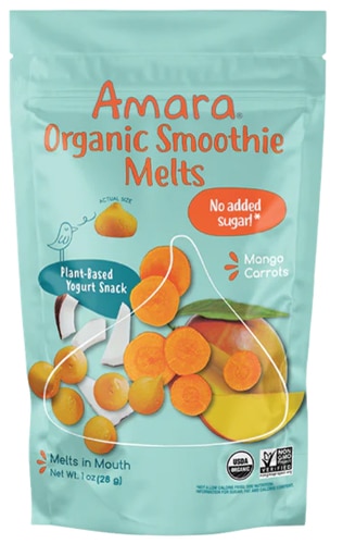 Amara Organic Smoothie Melts Kids Yogurt Snack Mango Carrot