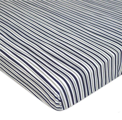 American Baby 100 Cotton Knitted Jersey Mini Crib Sheet Navy Fun
