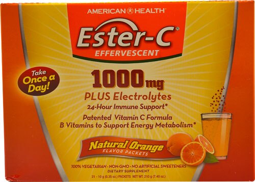 American Health Ester-C® Effervescent Plus Electrolytes Natural Orange -- 1000 mg - 21 Packets