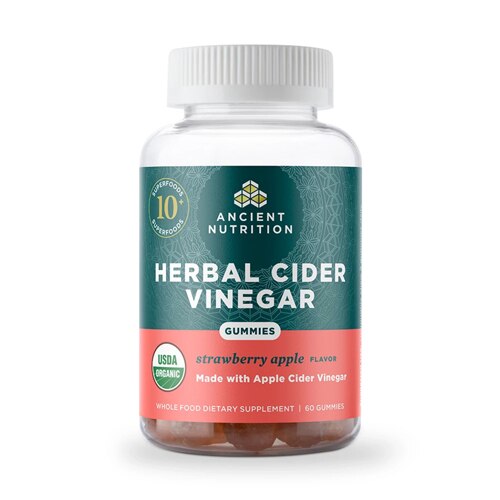 Ancient Nutrition Herbal Cider Vinegar Gummies Strawberry Apple -- 60 Gummies