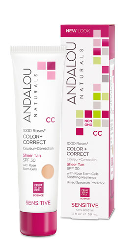 Andalou Naturals 1000 Roses CC Color + Correct SPF 30 Sheer Tan -- 2 fl oz
