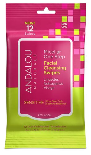 Andalou Naturals Facial Cleansing Wipes Sensitive Micellar One Step -- 12 Wipes