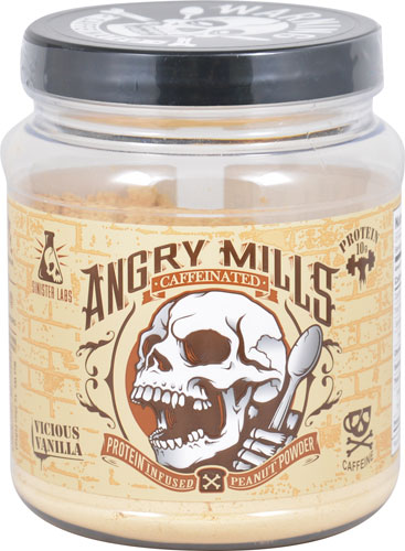 Angry Mills Protein Infused Peanut Powder Caffeinated Vicious Vanilla -- 14.25 oz