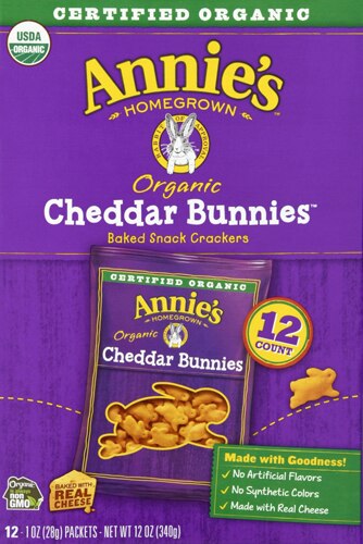 Annie's Cheddar Bunnies Baked Snack Crackers -- 12 Packets
