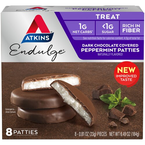 Atkins Endulge Treats - Dark Chocolate Covered Peppermint Patties -- 8 Treats