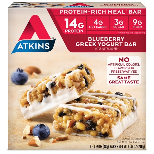 Atkins Meal Bar Blueberry Greek Yogurt -- 5 Bars