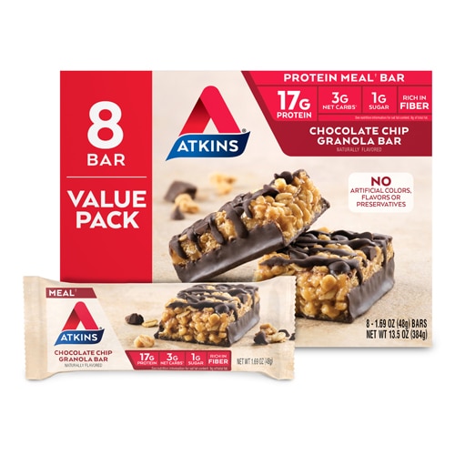 Atkins Meal Bar Value Pack Chocolate Chip Granola -- 8 Bars