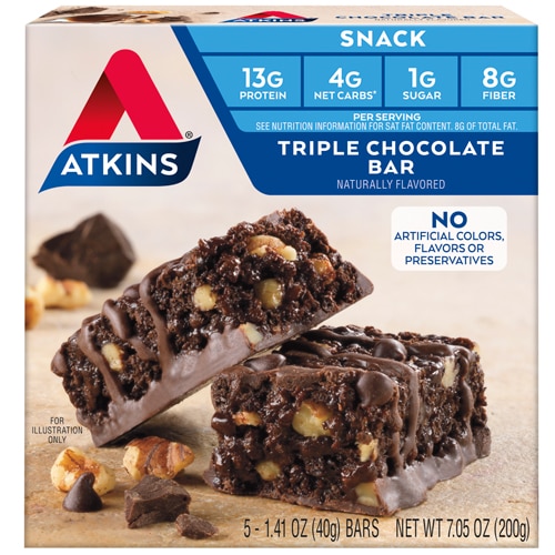Atkins Tripe chocolate bar Chocolate -- 5 Bars