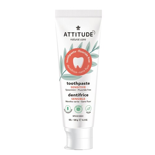 Attitude Adult Toothpaste Fluoride Free Sensitive Spearmint -- 4.05 oz
