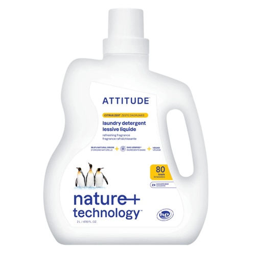 Attitude Liquid Laundry Detergent 2X Concentrated 80 Loads Citrus Zest
