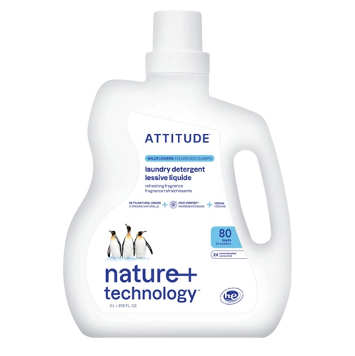 Attitude Liquid Laundry Detergent 2X Concentrated 80 Loads Wildflowers