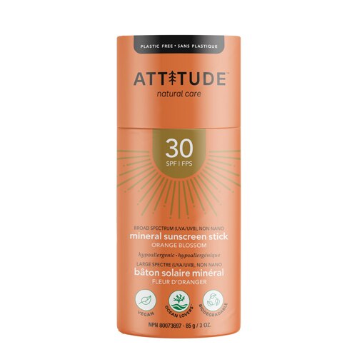 Attitude Mineral Sunscreen Stick - SPF 30 Orange Blossom -- 3 oz