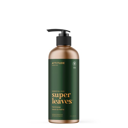 Attitude Super Leaves Hand Soap - Aluminum Collection - Petitgrain & Jasmine
