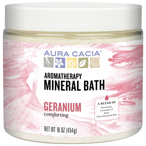 Aura Cacia Aromatherapy Mineral Bath Comforting Geranium -- 16 oz