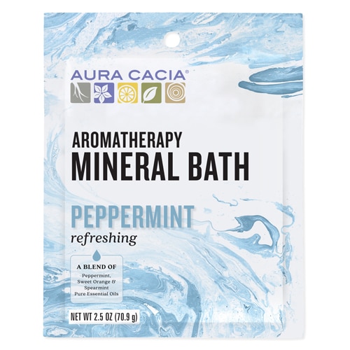Aura Cacia Aromatherapy Mineral Bath Peppermint Harvest -- 2.5 oz