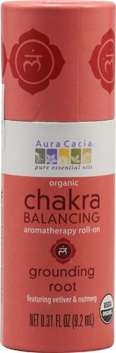 Aura Cacia Chakra Balancing Aromatherapy Roll On Grounding Root Vetiver & Nutmeg