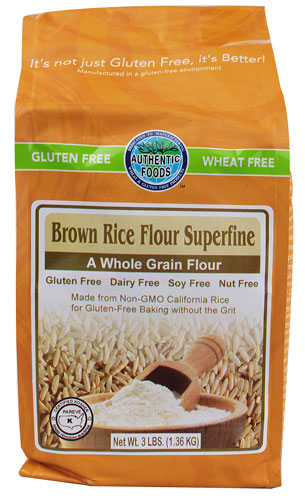 Authentic Foods Gluten Free Brown Rice Flour Superfine -- 3 lbs