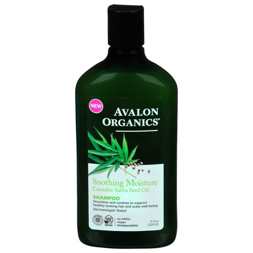 Avalon Organics Natural Shampoo Soothing Moisture Cannabis Sativa Seed Oil -- 11 fl oz