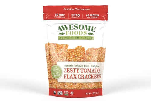 Awesome Foods Flax Crackers Gluten Free Zesty Tomato -- 4 oz