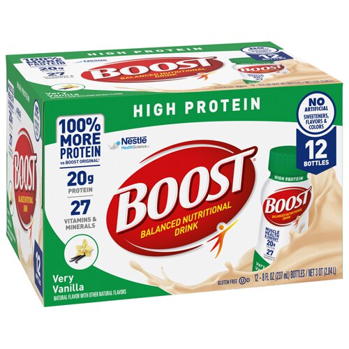 BOOST High Protein Nutritional Drink Very Vanilla -- 8 fl oz Each / Pack of 12
