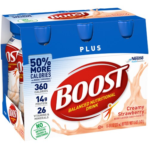 BOOST PLUS Nutritional Drink Creamy Strawberry -- 8 fl oz Each / Pack of 6