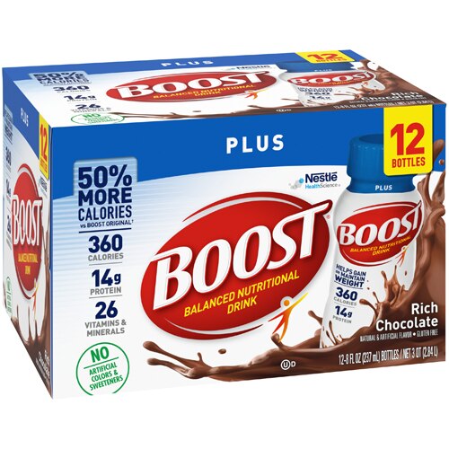 BOOST Plus Nutritional Drink Rich Chocolate -- 12 Pack