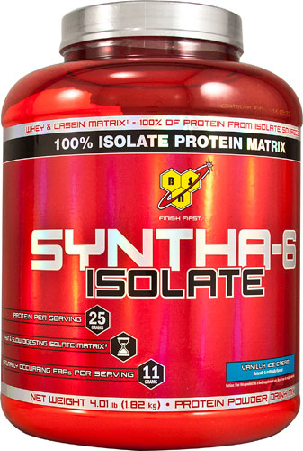 BSN Syntha-6 Isolate Whey Protein Powder Vanilla Ice Cream -- 48 Servings