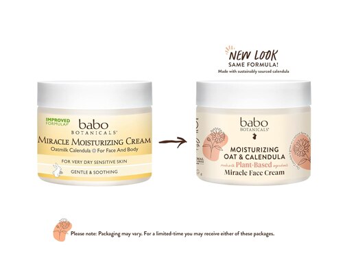 Babo Botanicals Miracle Moisturizing Cream For Face and Body Oatmilk Calendula -- 2 oz