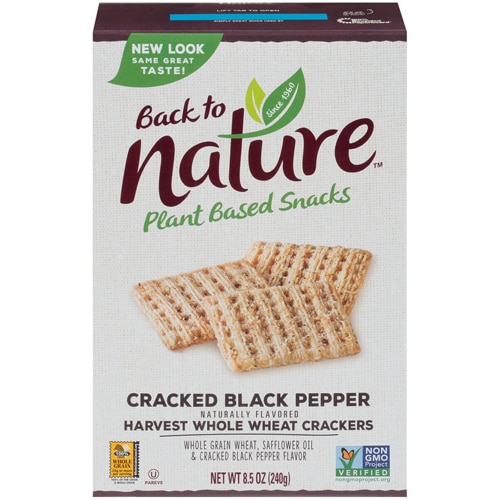 Back To Nature Harvest Whole Wheat Crackers Cracked Black Pepper -- 8.5 oz