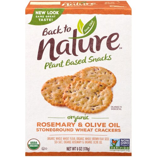 Back To Nature Organic Stoneground Wheat Crackers Rosemary Olive Oil 6 Oz Vitacost