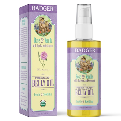 Badger Organic Pregnant Belly Oil Rose & Vanilla -- 4 fl oz